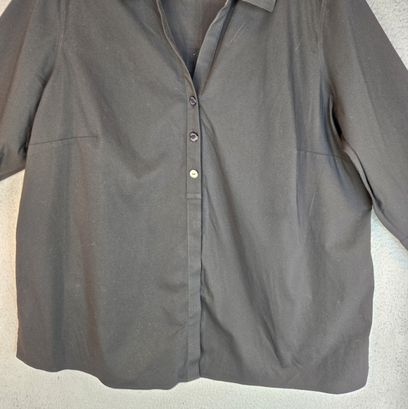 Foxcroft NYC Womens Sz 22W No Iron Black Casual Comfort Full Front Button Blouse - Picture 3 of 14